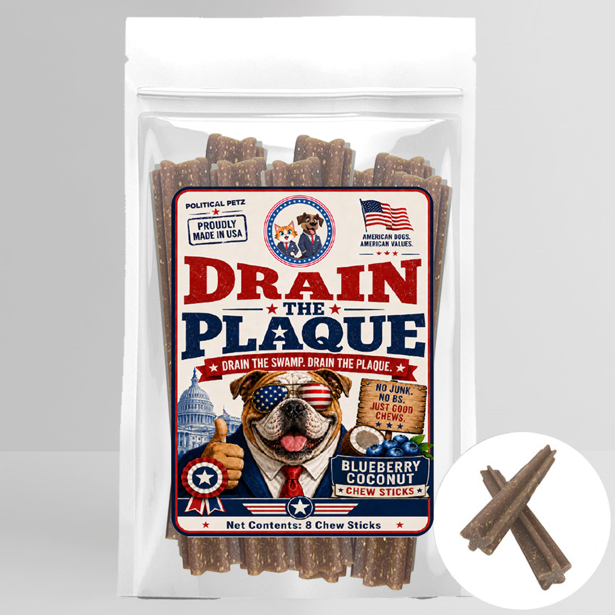 Drain The Plaque Chew Sticks For Dogs 8ct